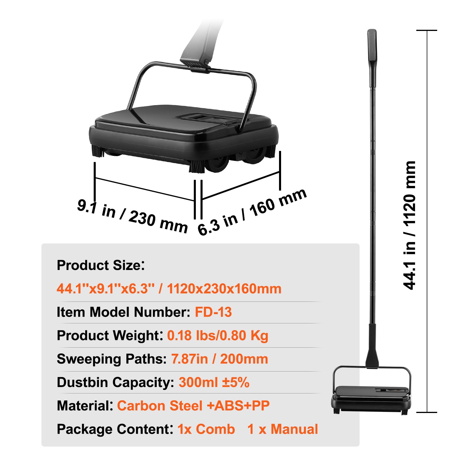 Manual Carpet Sweeper For Rugs Hardwood And Laminate Floors_voghion.com